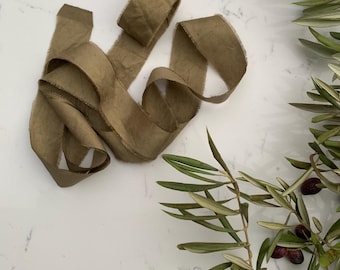 100% Silk Ribbon - Hand-Dyed Sage
