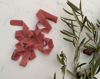 100% Silk Ribbon - Faded Red Silk Crepe