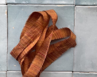 100% Silk Ribbon - Hand Dyed Copper Stripe