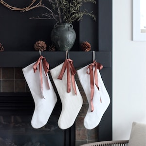 Cream 100% Linen Minimalist Christmas Stocking
