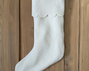 Boiled Wool Stocking with Scalloped Cuff