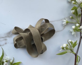 100% Silk Ribbon - Hand-Dyed Sage