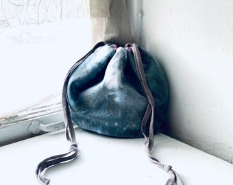 Hand-Dyed Blue Project Bag: Cotton Knitting, Crochet, Sewing Tote