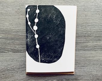 Handmade Linocut Art Card: Botanical Print (4x6)