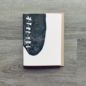 greeting card, art card, linocut print, blockprint, art print, handprinted, handpulled, linoprint, print, 4x6 card, stationery, botanics