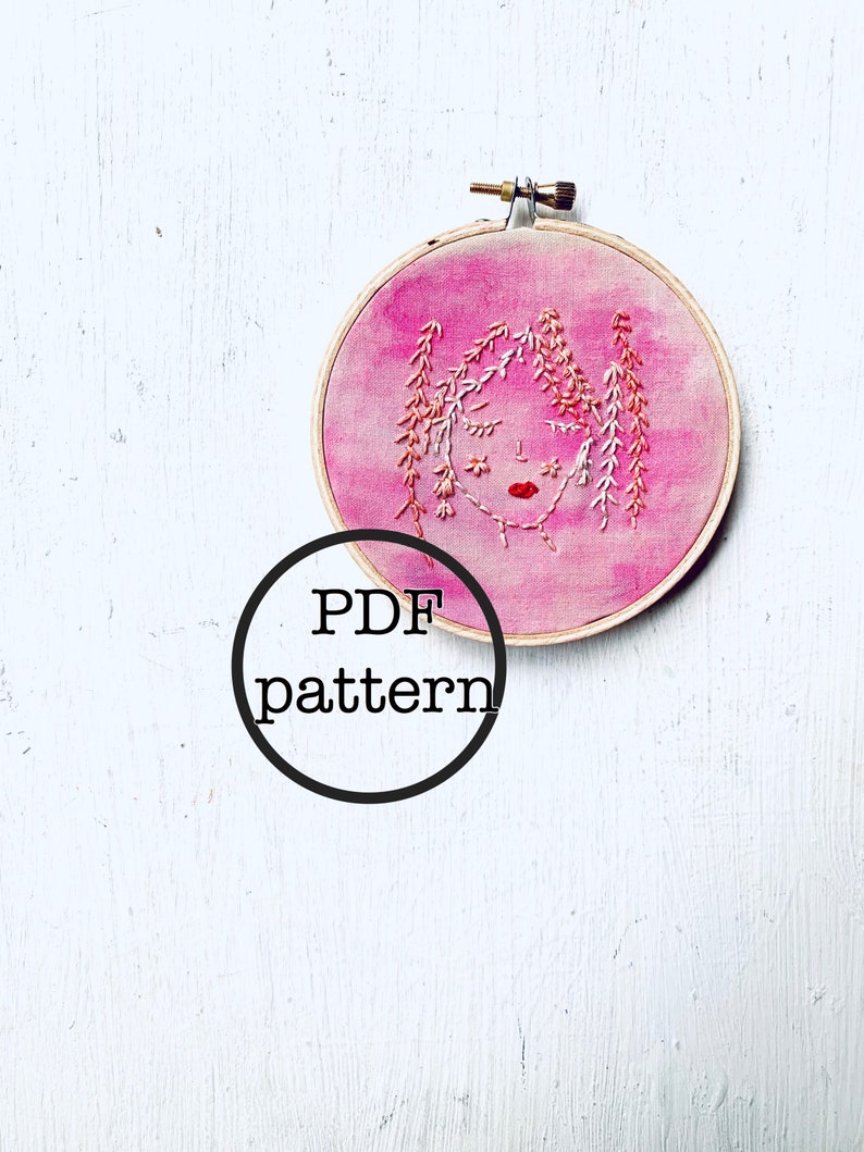 diy home decor dreamy bedroom decor craft pastel floral pdf embroidery pattern botanical flower small art bathroom decor botanic