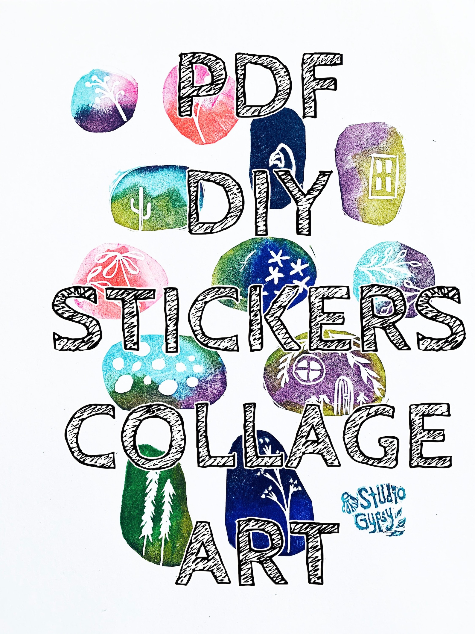 PDF DIY printable sticker collage art botanic | Etsy
