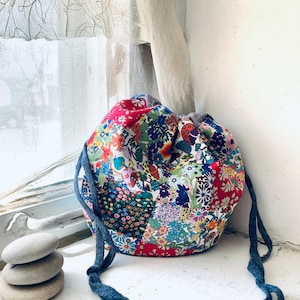 project bag, tote, bag, pouch, knitting, crochet, sewing bag, art bag, kids bag, romantic, bohemian, yarn bag image 1