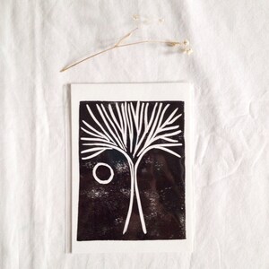 linoprint, blockprint, artprint, linocut print, 5x7, handprinted, handpulled, handcarved, tree