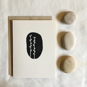 greeting card, art card, linocut print, blockprint, art print, handprinted, handpulled, linoprint, print, 4x6 card, stationery, botanic
