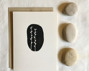 Handmade Linocut Botanic Greeting Card: 4x6 Art Print