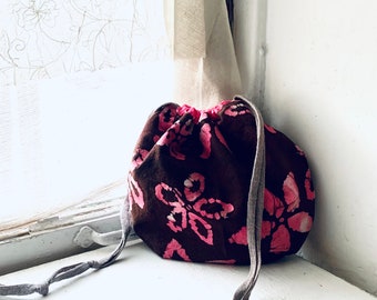 project bag, tote, bag, pouch, knitting, crochet, sewing bag, art bag, kids bag, floral, artsy, yarn bag