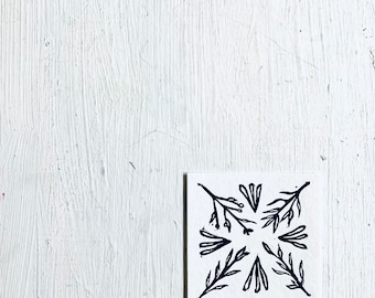 Handcarved Floral Linocut Print: Botanic Illustration (3.5 x 5 inch)