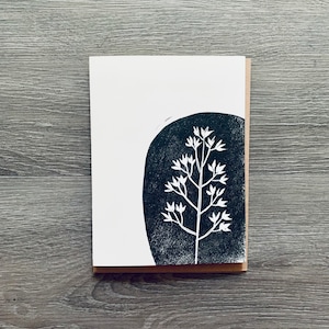 greeting card, art card, linocut print, blockprint, art print, handprinted, handpulled, linoprint, print, 4x6 card, stationery, botanics