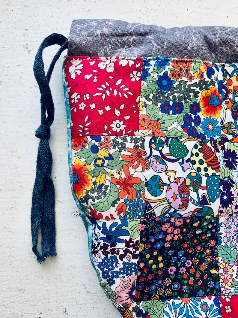 project bag, tote, bag, pouch, knitting, crochet, sewing bag, art bag, kids bag, romantic, bohemian, yarn bag image 3