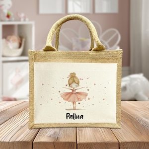 Sac d'écolier - Motif ballerine blonde - Sacs personnalisés - Maternelle - Sac en jute - Ballet - avec nom - Anniversaire - Inscription à l'école