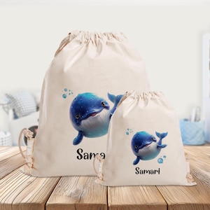 Turnbeutel - personalisiert - Wal - unter dem Meer -  Kindergarten - Schule - mit Name - Sporttasche - Wechselkleidung - Tasche - Ozean