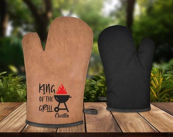 Grill handschoen - ovenhandschoen - King of the Grill - gepersonaliseerd - met naam - cadeau - housewarming - tuinseizoen - barbecueseizoen - Europees Kampioenschap