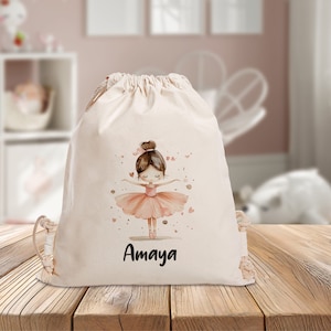Turnbeutel Natur mit Ballerina Motiv