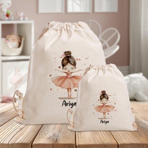 Personalisierter Turnbeutel - Ballerina - Kindergarten - Schule - mit Name - Sporttasche - Wechselkleidung - Baumwolle - Ballett