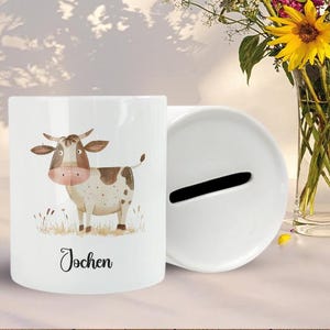 Personalisierte Spardose - Ochse - Kuh - Bauernhof - Tiere - Sparen - Sparschwein - Geschenkidee - Geldgeschenk