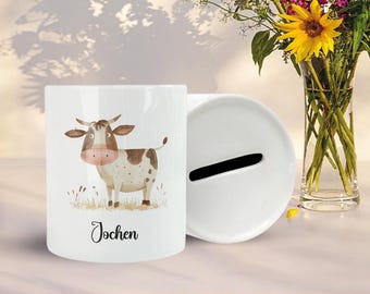Personalized money box - ox - cow - farm - animals - saving - piggy bank - gift idea - money gift