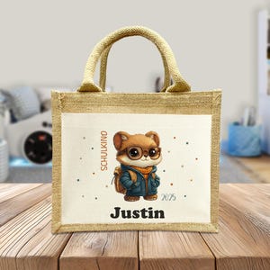 Schoolchild Bag - Hamster - Personalized Bags - School Enrollment - Gift - School - Enrollment - Handmade - Jute Bag - Pocket