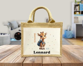 Schoolchild Bag - Giraffe - Personalized Bags - School Enrollment - Gift - School - Enrollment - Handmade - Jute Bag - Pocket