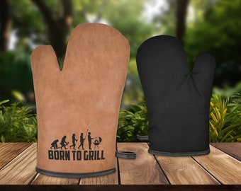 Grill handschoen - ovenwant - Born to Grill - cadeau - housewarming - tuinseizoen - barbecue seizoen - Europees Kampioenschap - Vaderdag - Papa - grillen