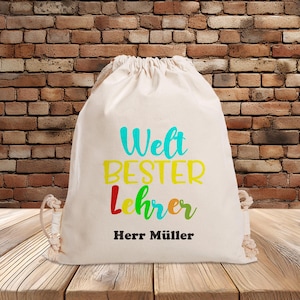 Sac de sport personnalisé - meilleur professeur du monde - maternelle - école - avec nom - sac de sport - sac à dos - cadeau d'adieu - anniversaire