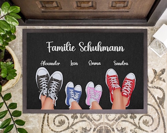 Personalisierte Fußmatte - Familie - Schuhe - Schmutzfangmatte - Einzug - mit Name - Vorname  - Familienname, Türmatte, Geschenk, Wunschname