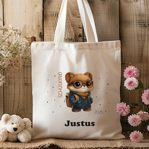 Sac en coton - écolier - 2025 - hamster - sac en tissu - personnalisé - avec nom - maternelle - sac à anse - vêtements de rechange - inscription à l'école