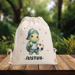 Sac de sport personnalisé - Tortue de football - Jardin d'enfants - École - Sac de sport - avec nom - Championnat d'Europe - Vêtements de rechange