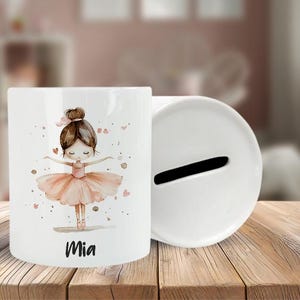 Ballerina Spardose - Ballerina - Braun - Personalisierte Spardose - Kleine Tänzerin - mit Name - Geschenk - Geburtstag