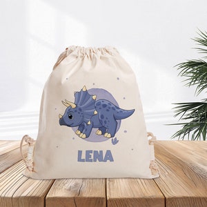 Sac de sport personnalisé - Triceratops - jardin d'enfants - école - sac de sport - sac à dos - vêtements de rechange - avec nom - Dino