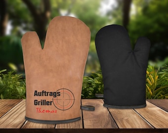 Gant de gril - gant de four - grilladeur contractuel - personnalisé - avec nom - cadeau - pendaison de crémaillère - saison du jardin - saison du barbecue - Championnat d'Europe