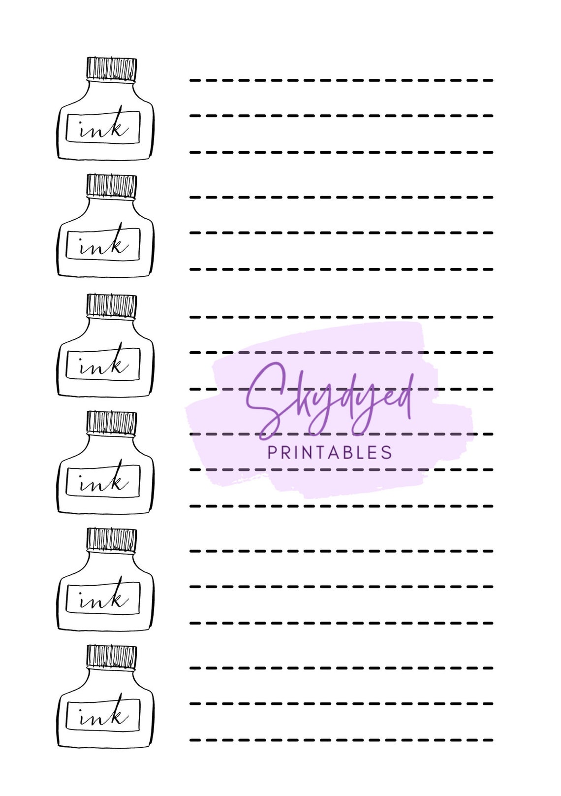 Ink Swatch Printable Fountain Pen