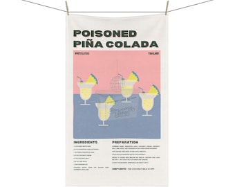 Paño de cocina de la temporada 3 de White Lotus: escena de piña colada de Ratliff, decoración de comedia negra de Mike White, regalo de cocina de Parker Posey