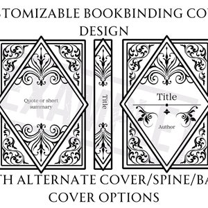 Customizable Book Cover Filigree Design for Bookbinding, Vinyl Book Cover Design, Cover Design PNG File