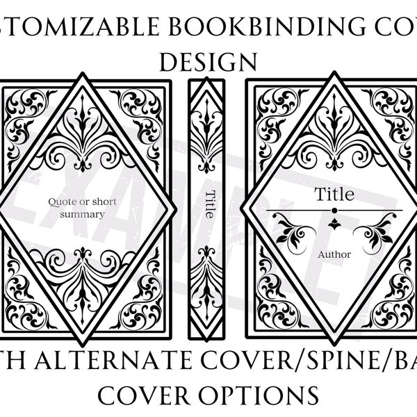 Customizable Book Cover Filigree Design for Bookbinding, Vinyl Book Cover Design, Cover Design PNG File