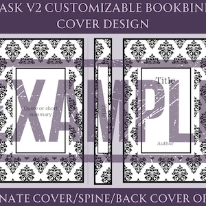 Damask V2 Customizable Book Cover Design for Bookbinding, Vinyl Book Cover Design, Cover Design PNG File, Cover Design SVG File