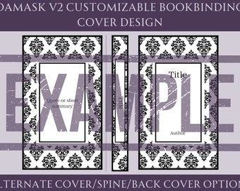 Conception personnalisable de couverture de livre de damassé V2 pour la reliure, conception de couverture de livre de vinyle, fichier PNG de conception de couverture, fichier SVG de conception de couverture
