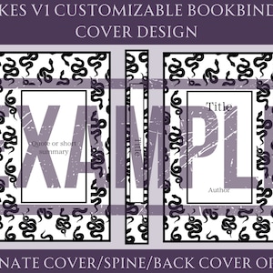 Capa de livro personalizável com cobras para encadernação, capa de vinil, arquivo PNG de capa, arquivo SVG de capa