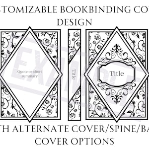 Vintage Floral Customizable Book Cover Design for Bookbinding, Vinyl Book Cover Design, Cover Design PNG File