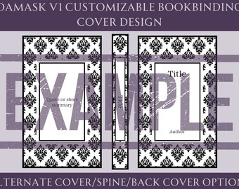 Customizable Book Cover Damask Design for Bookbinding, Vinyl Book Cover Design, Cover Design PNG File