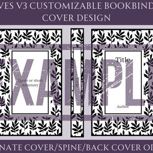 Leaf V3 Customizable Book Cover Design for Bookbinding, Vinyl Book Cover Design, Cover Design PNG File, Cover Design SVG File