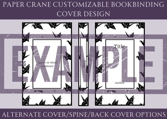 Paper Crane Bookbinding Cover Design, Customizable Vinyl PNG SVG (Digital Files)