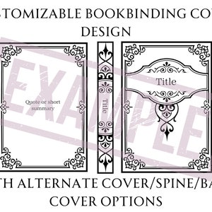 Simple Elegance Customizable Book Cover Design for Bookbinding, Vinyl Book Cover Design, Cover Design PNG File