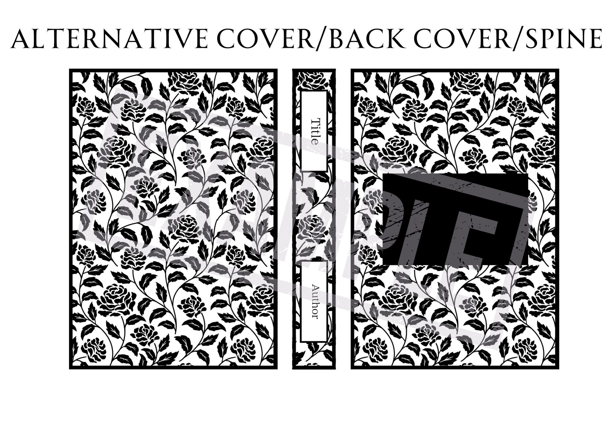 Customizable Book Cover Rose Design for Bookbinding, Vinyl Book Cover Design, Cover Design PNG