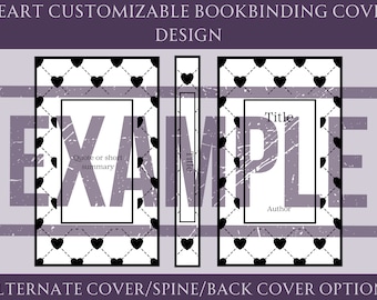 Customizable Book Cover Heart Design for Bookbinding, Vinyl Book Cover Design, Cover Design PNG File